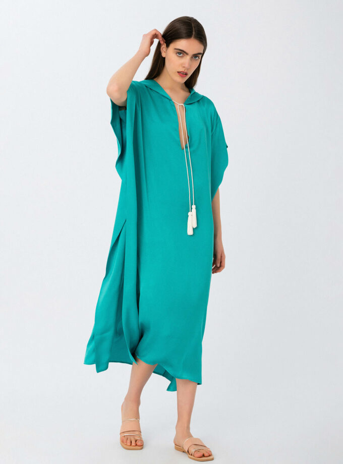 Emerald Hooded Kaftan Σμαραγδί Καφτάνι Με Κουκούλα Elizabeth LaGre