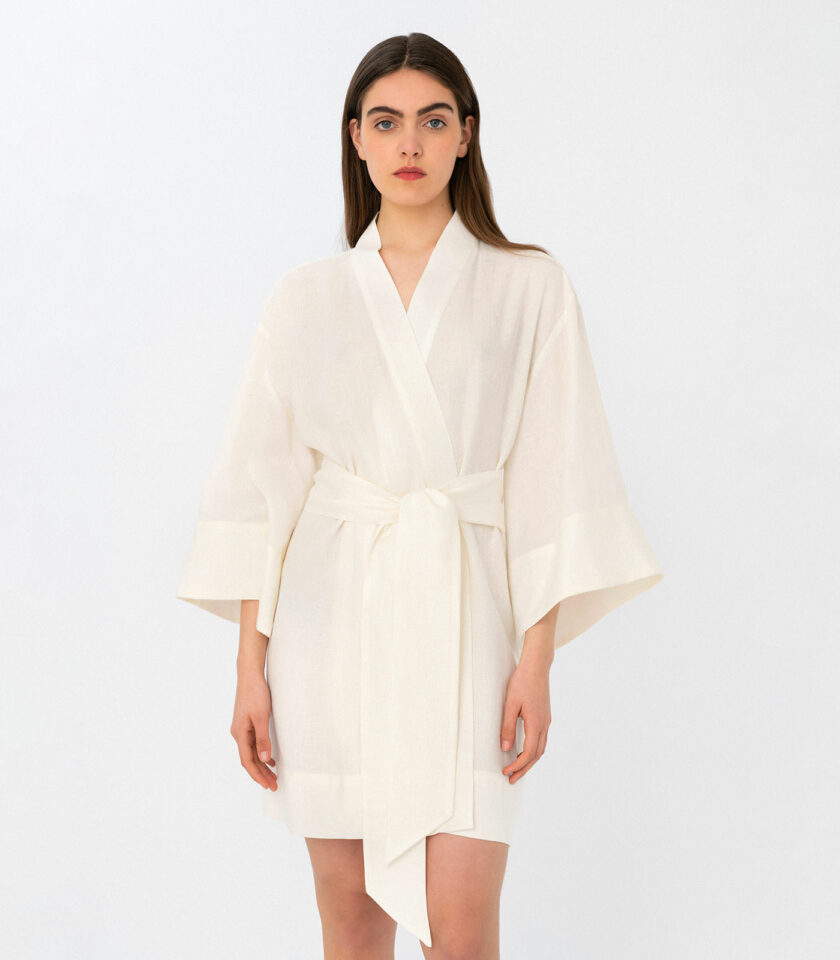 Ivory Mini Kimono Dress /Ivory Μίνι Φόρεμα Κιμονό - Elizabeth LaGre