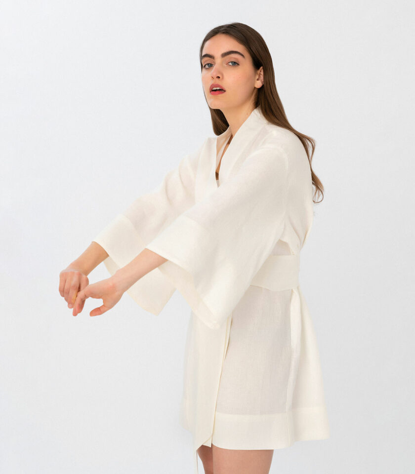 Ivory Mini Kimono Dress /Μίνι Φόρεμα Κιμονό - Elizabeth LaGre