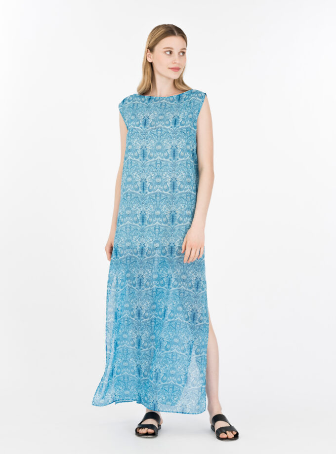 Aquarium Printed Sleeveless Maxi Dress / Aquarium Εμπριμέ Αμάνικο Μάξι Φόρεμα - Elizabeth LaGre