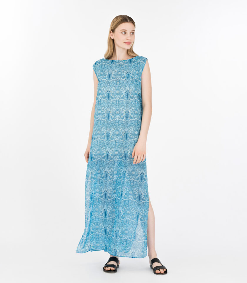 Aquarium Printed Sleeveless Maxi Dress / Aquarium Εμπριμέ Αμάνικο Μάξι Φόρεμα - Elizabeth LaGre