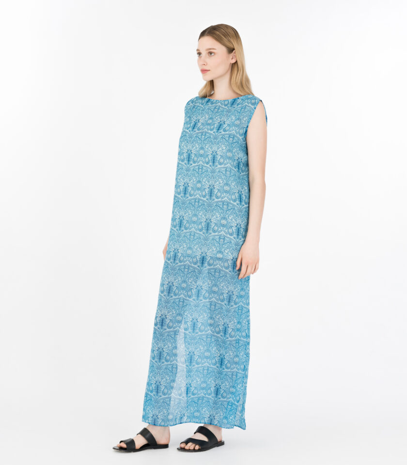 Aquarium Printed Sleeveless Maxi Dress / Aquarium Εμπριμέ Αμάνικο Μάξι Φόρεμα - Elizabeth LaGre
