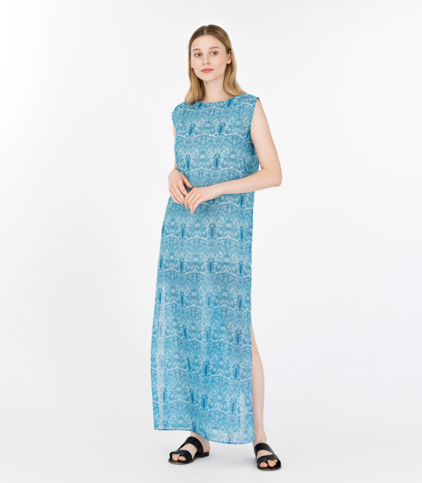Aquarium Printed Sleeveless Maxi Dress / Aquarium Εμπριμέ Αμάνικο Μάξι Φόρεμα - Elizabeth LaGre
