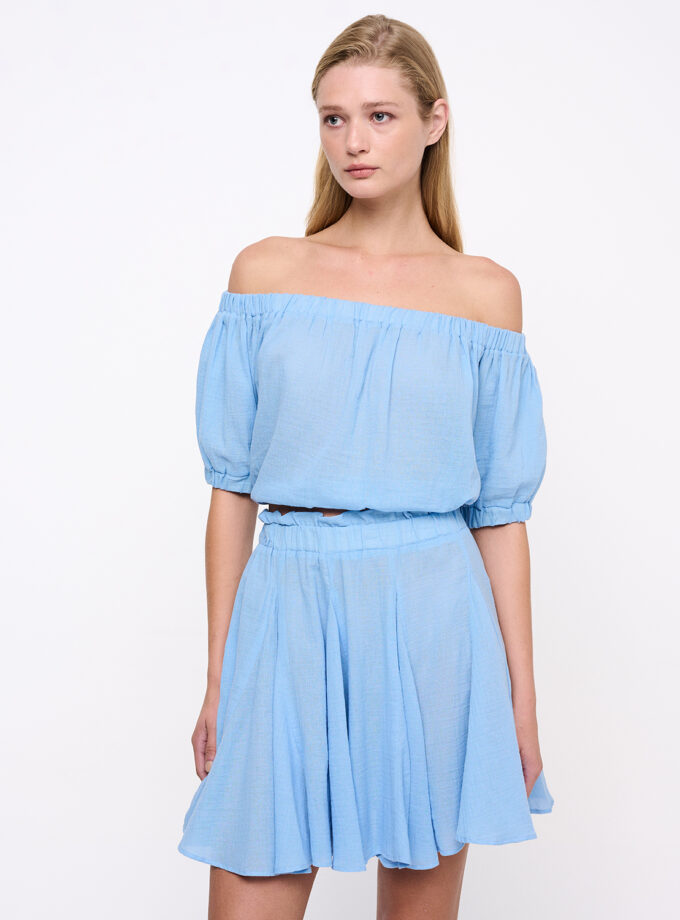 Sky Blue Off Shoulder Cropped Top / Γαλάζιο Έξωμο Cropped Τοπ - Elizabeth LaGre