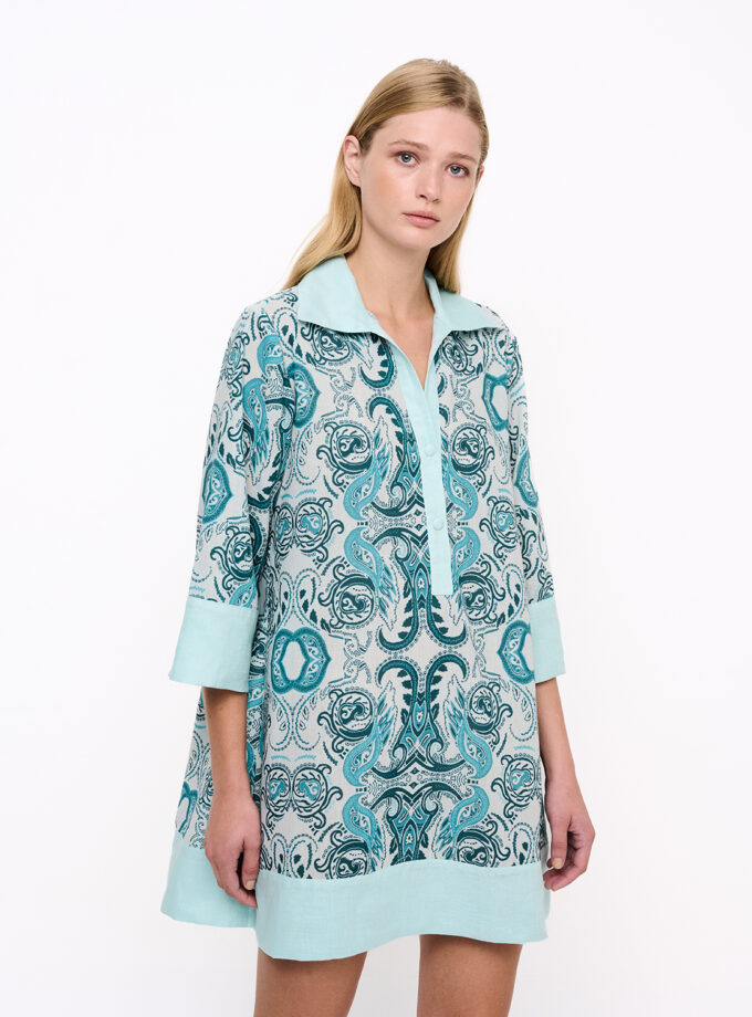 Kirki Print Mini Kaftan Dress / Kirki Εμπριμέ Μίνι Καφτάνι Φόρεμα - Elizabeth LaGre