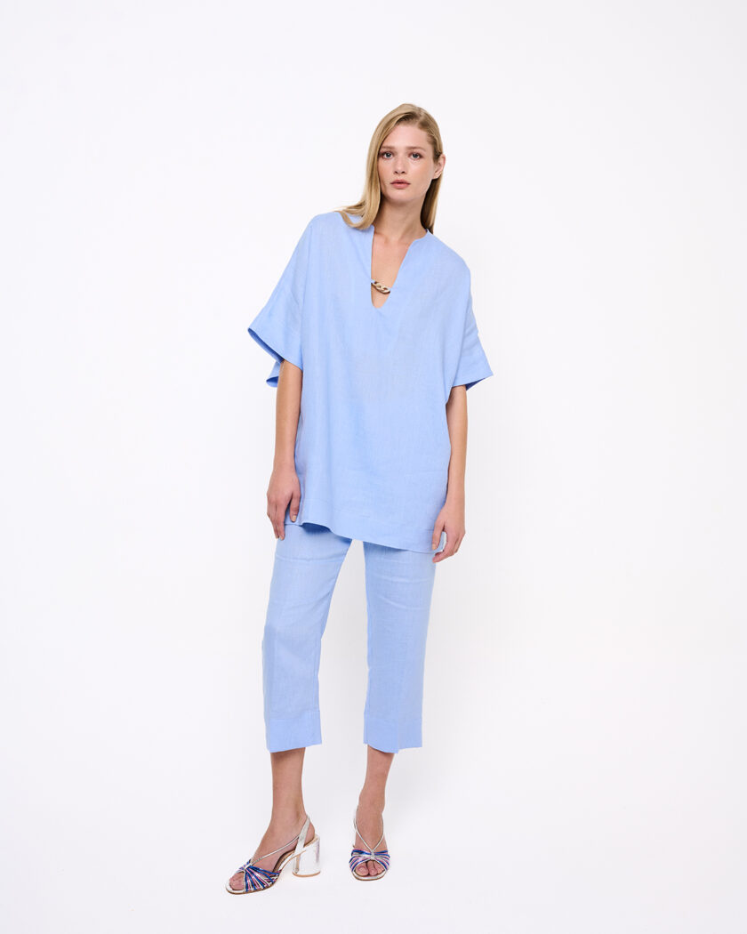 Sky Blue V-Neck Top / Γαλάζιο Τοπ Με V-Λαιμόκοψη - Elizabeth LaGre