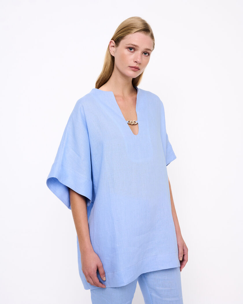 Sky Blue V-Neck Top / Γαλάζιο Τοπ Με V-Λαιμόκοψη - Elizabeth LaGre