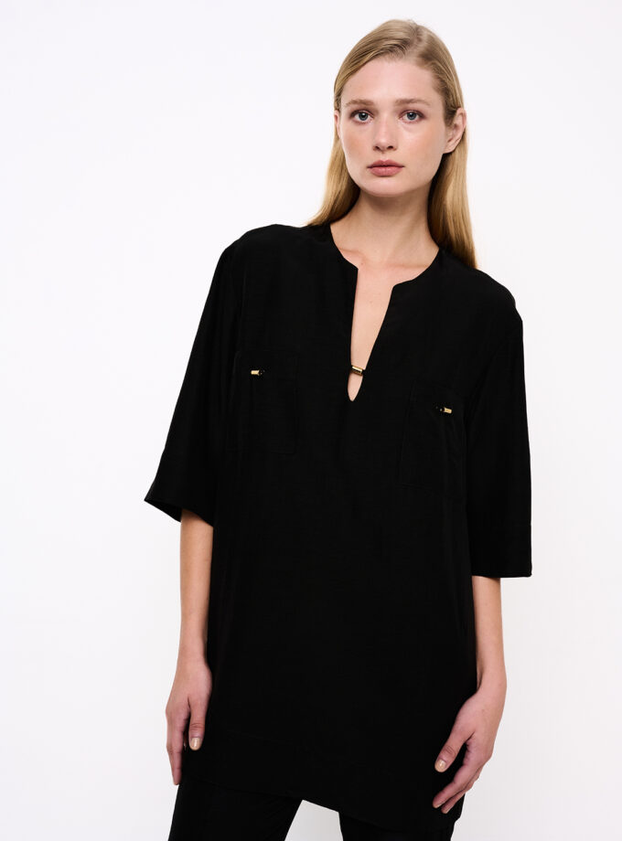 Black Top With Gold Details / Μαύρι Μπλούζα Με Χρυσές Λεπτομέριες - Elizabeth LaGre