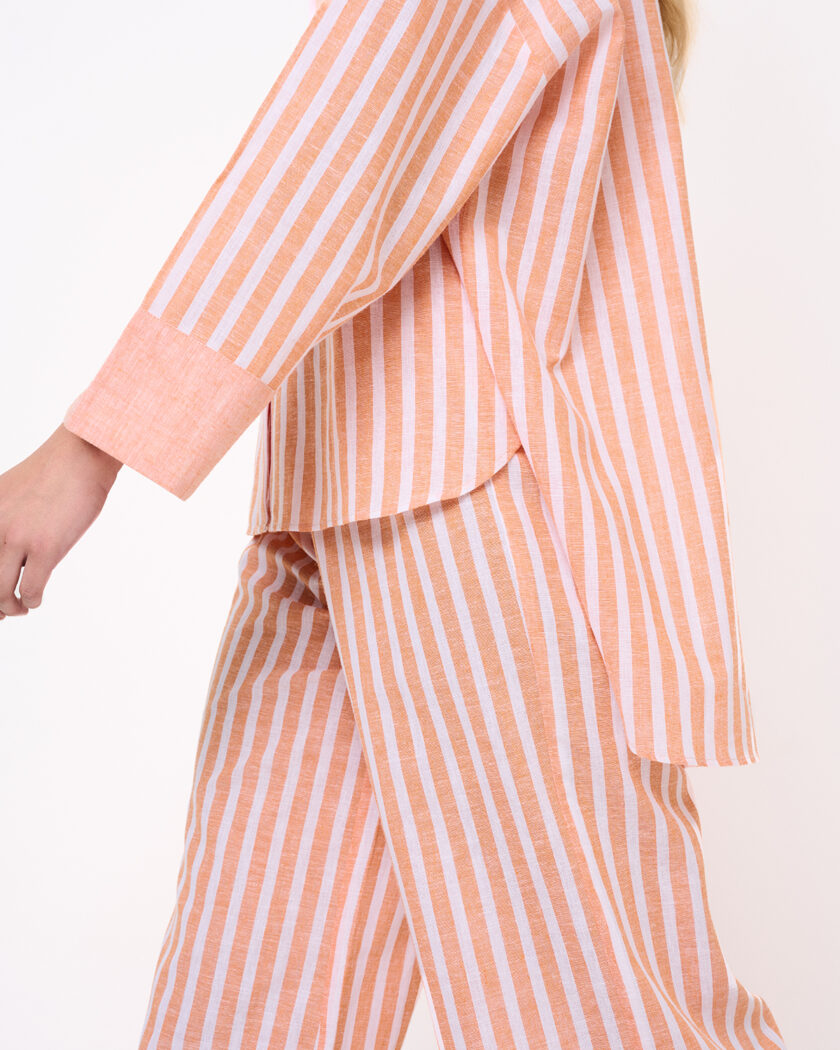 Peach Striped Shirt With Pocket / Βερικοκί Ριγέ Πουκάμισο Με Τσέπη - Elizabeth LaGre