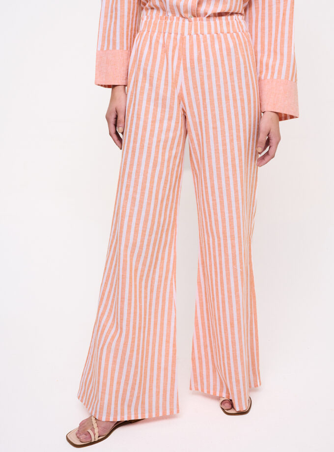 Peach Striped Flared Trousers / Βερικοκή Ριγέ Παντελόνα - Elizabeth LaGre