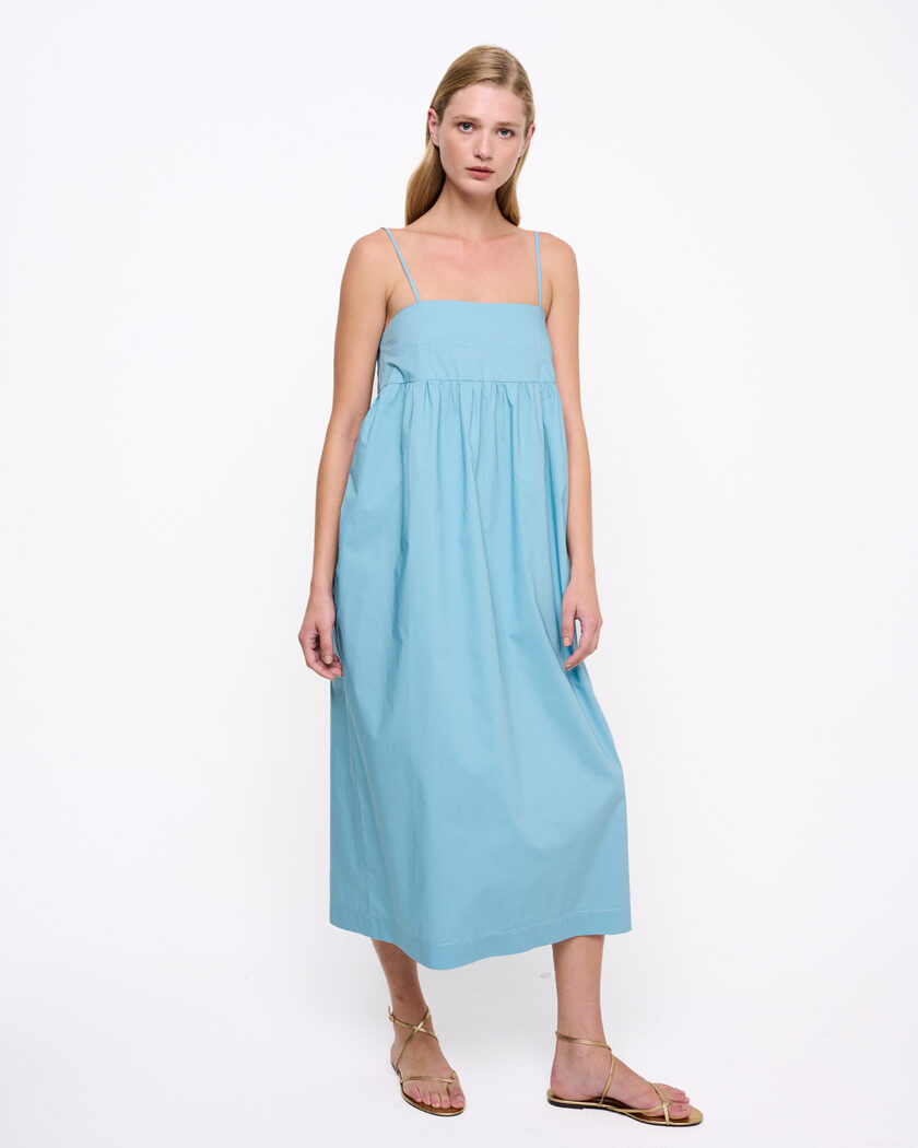 Sky Blue Back Tie Midi Dress / Γαλάζιο Μίντι Φόρεμα Με Δέσιμο - Elizabeth LaGre