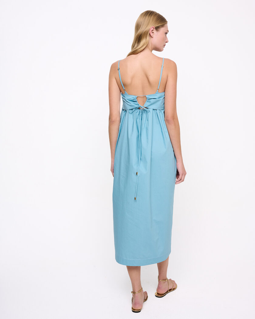 Sky Blue Back Tie Midi Dress / Γαλάζιο Μίντι Φόρεμα Με Δέσιμο - Elizabeth LaGre