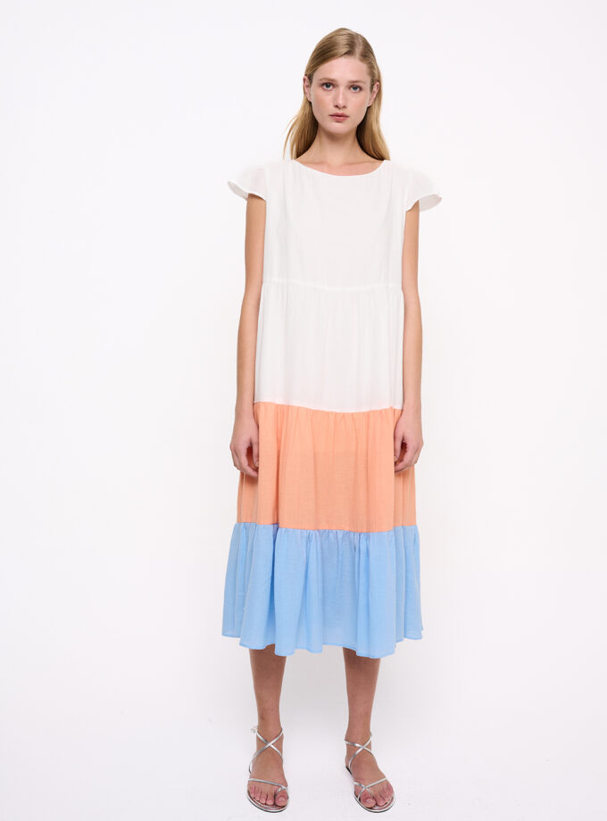 Tiered 3 Color Midi Dress / Μίντι Φόρεμα Με 3 Χρώματα - Elizabeth LaGre