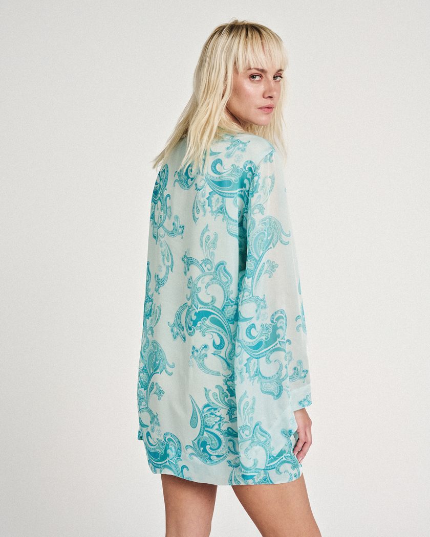 Oceanids Print Wide Sleeve Mini Dress / Επμπριμέ Μίνι Φόρεμα Με Φαρδύ Μανίκι - Elizabeth LaGre