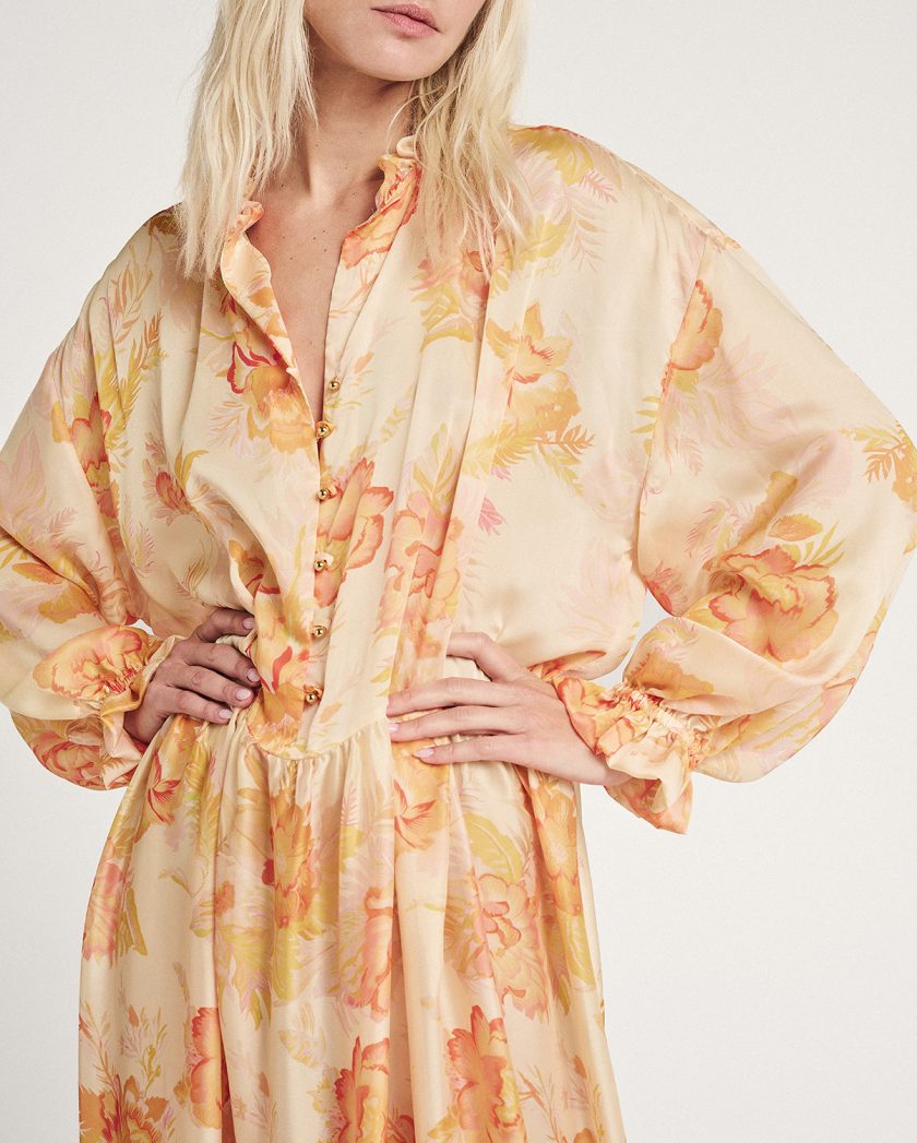 Alcyone Print Oversize Maxi Dress / Alcyone Εμπριμέ Μάξι Oversize Φόρεμα – Elizabeth LaGre